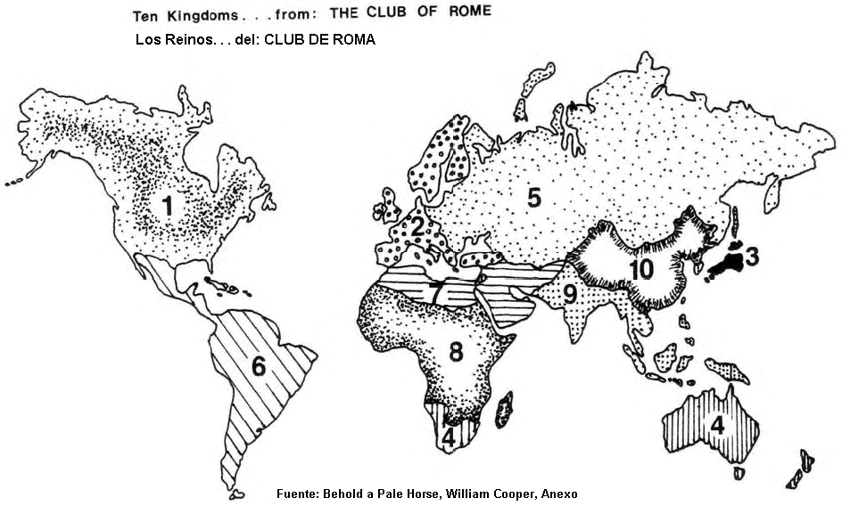 Mapa Mundi del CLUB DE ROMA una vez instaurado el NOM