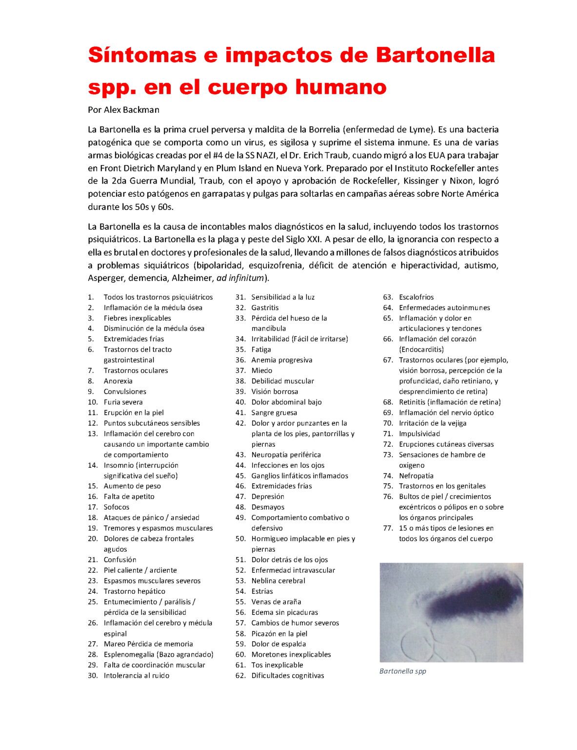 Síntomas E Impactos De Bartonella Spp. En El Cuerpo Humano ...